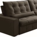 Ver imagem 6 de Sofá Retrátil Reclinável para Sala 4 Lugares 290cm Curie F04 Veludo Marrom Escuro - Lyam Decor