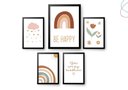 Ver imagem 1 de Kit 5 Quadros Decorativos Arco-íris Boho Escandinavo:preta