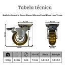 Ver imagem 3 de Kit 4 Rodízio Silicone Fumê Gel Rodinha Moveis 50mm C/ Trava