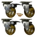 Ver imagem 1 de Kit 4 Rodízio Silicone Fumê Gel Rodinha Moveis 50mm C/ Trava