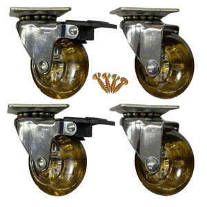 Kit 4 Rodízio Silicone Fumê Gel Rodinha Moveis 50mm C/ Trava