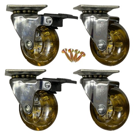 Kit 4 Rodízio Silicone Fumê Gel Rodinha Moveis 50mm C/ Trava