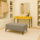 Ver imagem 3 de Banqueta Vegas Puff Sala Quarto Closet Linho Cinza Escuro