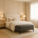 Ver imagem 2 de Banqueta Vegas Puff Sala Quarto Closet Linho Cinza Escuro