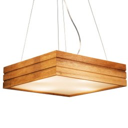 Lustre Pendente de Madeira Quadrado Plafon Moderno Rustico - 1