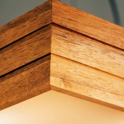 Lustre Pendente de Madeira Quadrado Plafon Moderno Rustico - 4