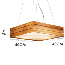 Lustre Pendente de Madeira Quadrado Plafon Moderno Rustico - 2