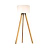 Abajur de Chão Tripé de Madeira Pinus Eros com Cúpula de Tecido Branco - 1