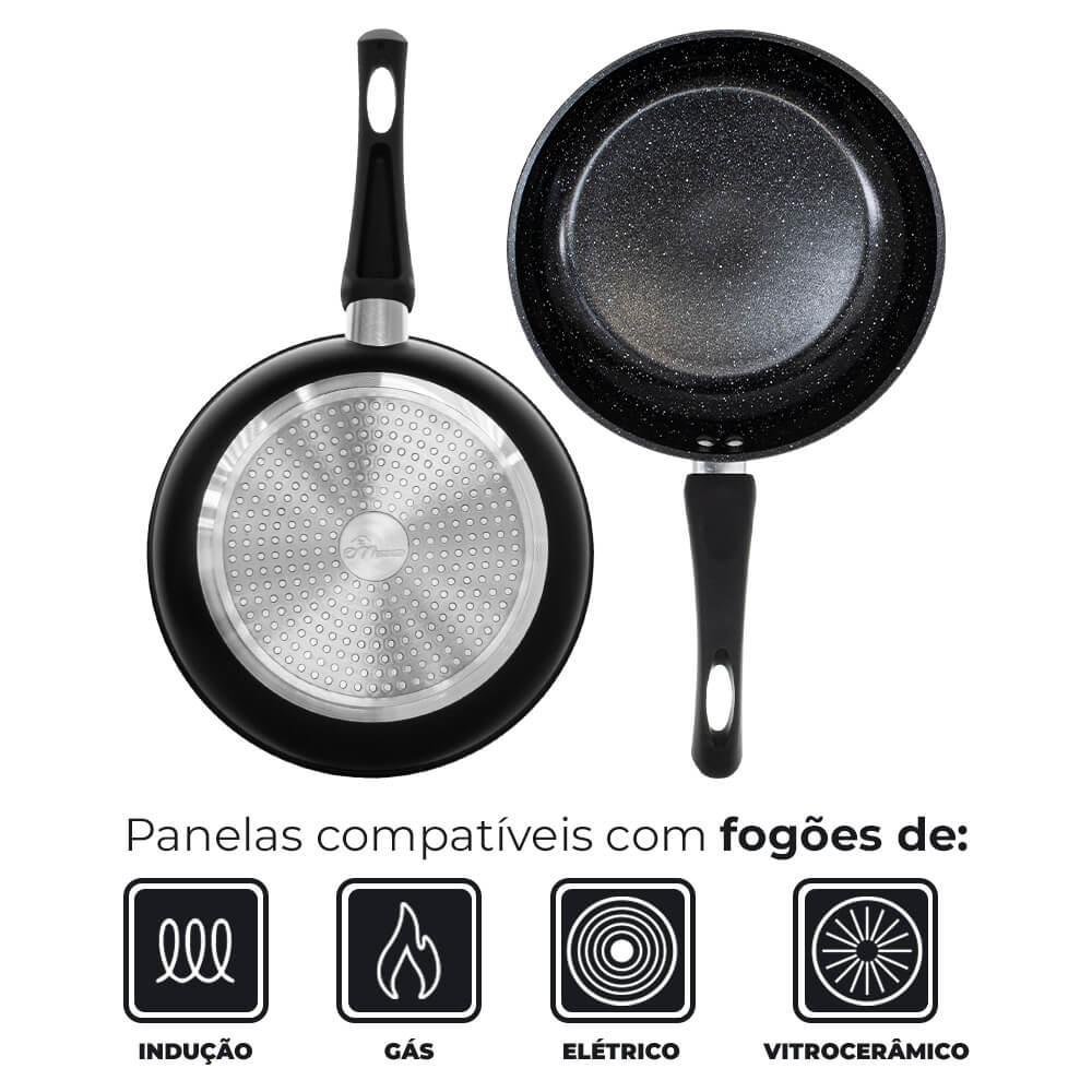 Conjunto de Panelas de Indução Antiaderente Cerâmica Incanto Preto 5 Peças - em Casa Tem - 5