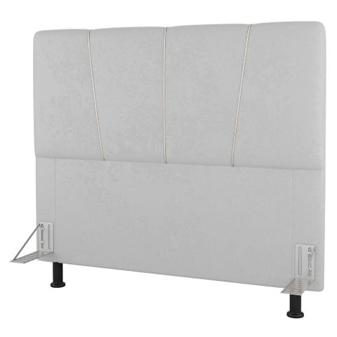 Cabeceira Cama Box Solteiro Amber 90cm Estofada Sintético Branco - Abmaza