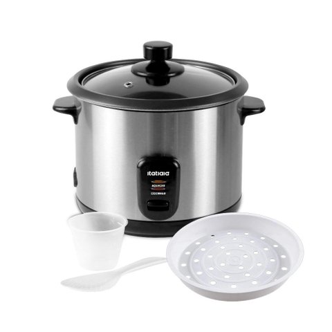 Panela de Arroz Elétrica Itatiaia Midi 1,5l 500w Inox Preto 220v