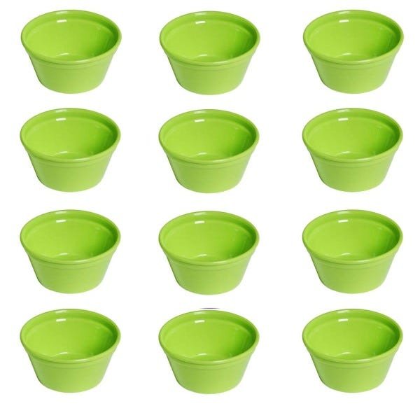 Conjunto de Ramequim Cheff Vemplast 90ml Linha Tropical em Polipropileno com 12 peças - Verde