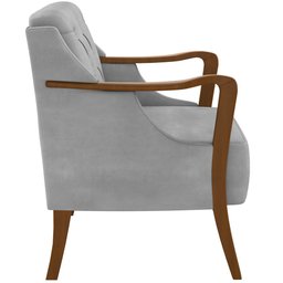 Poltrona Para Sala De Estar Decorativa Base Fixa Coral M03 Veludo Cinza - Lyam Decor - 4 Poltrona Para Sala De Estar Decorativa Base Fixa Coral M03 Veludo Cinza - Lyam Decor - 4
