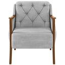 Ver imagem 3 de Poltrona Para Sala De Estar Decorativa Base Fixa Coral M03 Veludo Cinza - Lyam Decor