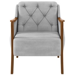 Poltrona Para Sala De Estar Decorativa Base Fixa Coral M03 Veludo Cinza - Lyam Decor - 3 Poltrona Para Sala De Estar Decorativa Base Fixa Coral M03 Veludo Cinza - Lyam Decor - 3