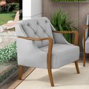 Ver imagem 2 de Poltrona Para Sala De Estar Decorativa Base Fixa Coral M03 Veludo Cinza - Lyam Decor