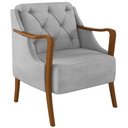 Ver imagem 1 de Poltrona Para Sala De Estar Decorativa Base Fixa Coral M03 Veludo Cinza - Lyam Decor