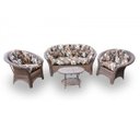 Ver imagem 1 de Conjunto Madagascar - 1 sofá + 2 poltronas + Mesa Oval - Rivieira Marrom
