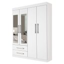 Ver imagem 4 de Guarda-roupa Solteiro 4 Portas 2 Gavetas e 2 Espelhos Madri - Branco
