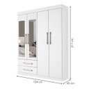 Ver imagem 3 de Guarda-roupa Solteiro 4 Portas 2 Gavetas e 2 Espelhos Madri - Branco
