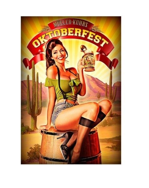 Placa Decorativa - Quadro - Pin-Up Oktoberfest Retro (Gv038)