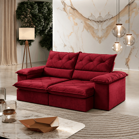 Sofá Istambul Retrátil e Reclinável 240cm - Vermelho