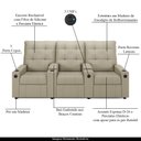 Ver imagem 4 de Poltrona Reclinável para Cinema Parma 3 Lugares Baú Usb Pu Bege Fh1 - D'Rossi