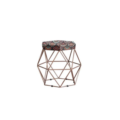 Puff Onix Bronze Estampa Mandala Metal Móveis
