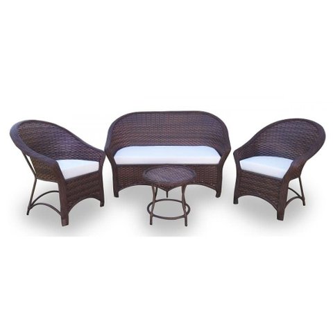 Conjunto de Sofá Fibra Sintética Bali Promo - 1 Sofá 2L + 2 Poltronas + 1 Mesa Centro - Tecido Duna