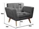 Ver imagem 4 de 2 Poltronas Decorativa Bruna Living Sala Quarto Recepção - Veludo Cinza 220