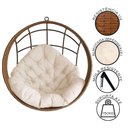 Ver imagem 4 de Cadeira Balanço Ninho Suspenso de Fibra Almofada Impermeável Argila/branco
