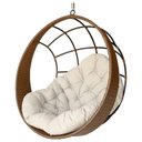 Ver imagem 1 de Cadeira Balanço Ninho Suspenso de Fibra Almofada Impermeável Argila/branco