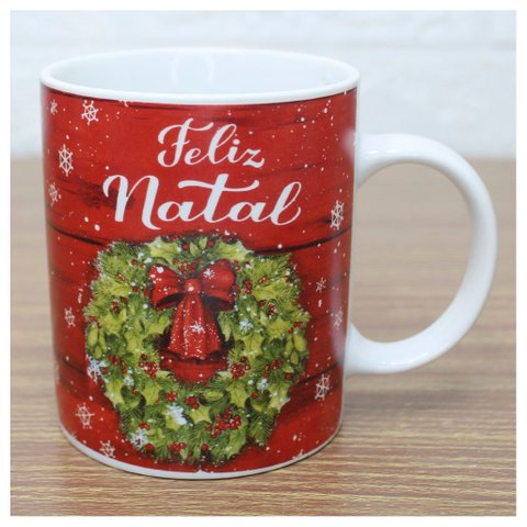 Kit 2 Canecas de Natal Feliz Natal 350ml Cerâmica