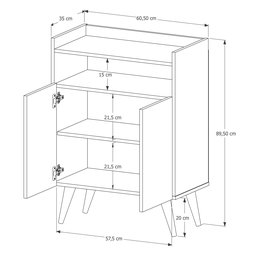 Balcão / Aparador Buffet Wind Retro 2 Portas:nature / Off White - 5