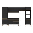 Ver imagem 5 de Armário Cozinha Modulada Completa 314cm com Balcão Veneza Multimóveis Mp3756 Preto/dourado