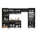 Ver imagem 4 de Armário Cozinha Modulada Completa 314cm com Balcão Veneza Multimóveis Mp3756 Preto/dourado