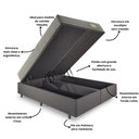Ver imagem 5 de Base Box Baú King 193x203 Linho Cinza com Colchão Ecoline D40 Espuma