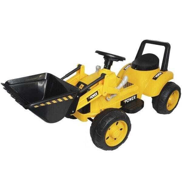 Mini Carro Trator Escavadeira Elétrico 6v Infantil Criança Bateria Amarelo Brinqway Bw-081am - 4