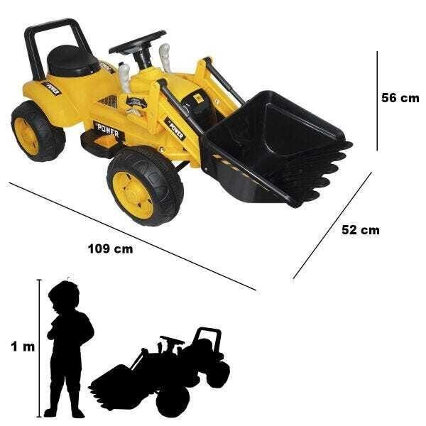 Mini Carro Trator Escavadeira Elétrico 6v Infantil Criança Bateria Amarelo Brinqway Bw-081am - 2