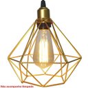 Ver imagem 3 de Luminária Lustre Pendente Aramado Diamante Luxo Pequeno Teto Retrô Dourado Agp Ilumini