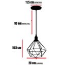Ver imagem 2 de Luminária Lustre Pendente Aramado Diamante Luxo Pequeno Teto Retrô Dourado Agp Ilumini