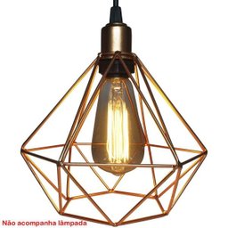 Luminária Lustre Pendente Aramado Diamante Luxo Pequeno Teto Retrô Cobre Agp Ilumini - 3