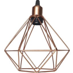 Luminária Lustre Pendente Aramado Diamante Luxo Pequeno Teto Retrô Cobre Agp Ilumini - 1