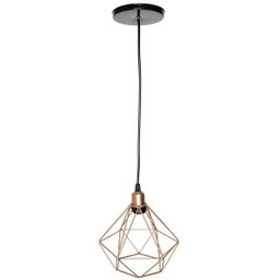 Luminária Lustre Pendente Aramado Diamante Luxo Pequeno Teto Retrô Cobre Agp Ilumini - 4