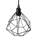 Ver imagem 5 de Kit 2 Luminárias Lustre Pendente Aramado Diamante Luxo Pequeno Teto Retrô Preto Agp Ilumini