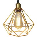 Ver imagem 3 de Kit 3 Luminárias Lustre Pendente Aramado Diamante Luxo Pequeno Teto Retrô Dourado Agp Ilumini