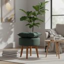 Ver imagem 4 de Poltrona Decorativa Pétala com Puff Veludo Verde Élpis Móveis