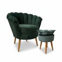 Ver imagem 1 de Poltrona Decorativa Pétala com Puff Veludo Verde Élpis Móveis