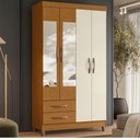 Ver imagem 2 de Guarda Roupa Âmbar Solteiro 4 Portas com Espelho Albatroz Cinamomo/off White