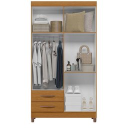 Guarda Roupa Âmbar Solteiro 4 Portas com Espelho Albatroz Cinamomo/off White - 4